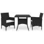 Garten-Essgruppe 3-teilig PE-Rattan schwarz gehärtetes Glas von , Gartensets - Ref: Foro24-3095910, Preis: 278,49 €, Rabatt: %
