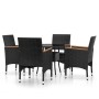 Garten-Bistro-Set 5-teilig PE-Rattan schwarz gehärtetes Glas von , Gartensets - Ref: Foro24-3095904, Preis: 338,13 €, Rabatt: %