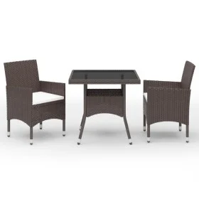 Garden dining set 3 pieces PE rattan brown tempered glass by , Garden sets - Ref: Foro24-3095912, Price: 274,72 €, Discount: %
