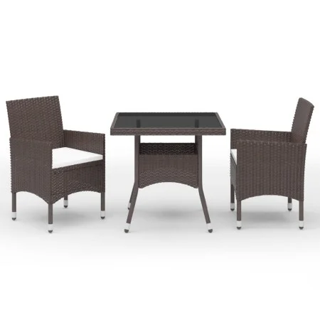 Garden dining set 3 pieces PE rattan brown tempered glass by , Garden sets - Ref: Foro24-3095912, Price: 274,72 €, Discount: %