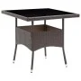 Garden dining set 3 pieces PE rattan brown tempered glass by , Garden sets - Ref: Foro24-3095912, Price: 274,72 €, Discount: %