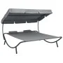 Outdoor lounger with canopy and gray pillows by vidaXL, Outdoor beds - Ref: Foro24-48070, Price: 157,57 €, Discount: %