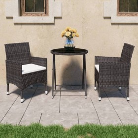 Garden bistro set 3 pieces PE rattan brown tempered glass by , Garden sets - Ref: Foro24-3095927, Price: 198,33 €, Discount: %