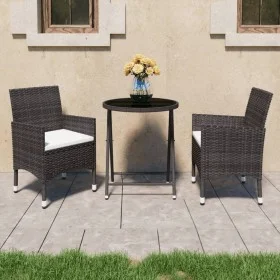 Garden bistro set 3 pieces PE rattan brown tempered glass by , Garden sets - Ref: Foro24-3095927, Price: 195,56 €, Discount: %