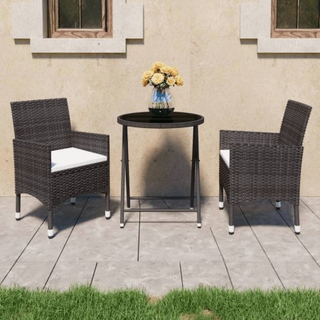 Garten-Bistro-Set 3-teilig PE-Rattan braun gehärtetes Glas von , Gartensets - Ref: Foro24-3095927, Preis: 198,33 €, Rabatt: %