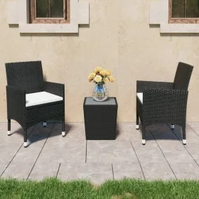 Garden bistro set 3 pieces PE rattan black tempered glass by , Garden sets - Ref: Foro24-3095933, Price: 190,80 €, Discount: %