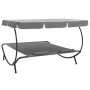 Outdoor lounger with canopy and gray pillows by vidaXL, Outdoor beds - Ref: Foro24-48070, Price: 157,57 €, Discount: %