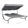Outdoor lounger with canopy and gray pillows by vidaXL, Outdoor beds - Ref: Foro24-48070, Price: 157,57 €, Discount: %