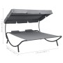 Tumbona de exterior con dosel y almohadas gris de vidaXL, Camas para exteriores - Ref: Foro24-48070, Precio: 161,22 €, Descue...