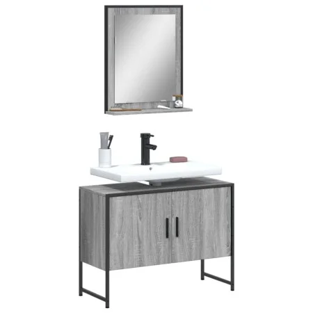 2-teiliges Badmöbel-Set aus Sonoma-grauem Holzwerkstoff von , Badezimmermöbel - Ref: Foro24-3214342, Preis: 92,24 €, Rabatt: %