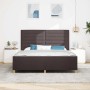 Estructura de cama con cabecera Marrón oscuro 180 x 200 cm tela