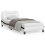 Estructura cama cabecero cuero sintético blanco negro 90x200 cm de , Camas y somieres - Ref: Foro24-3207980, Precio: 170,95 €...