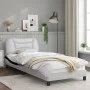 Estructura cama cabecero cuero sintético blanco negro 90x200 cm de , Camas y somieres - Ref: Foro24-3207980, Precio: 168,29 €...