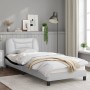 Estructura cama cabecero cuero sintético blanco negro 90x200 cm de , Camas y somieres - Ref: Foro24-3207980, Precio: 170,95 €...