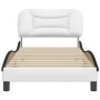 Estructura cama cabecero cuero sintético blanco negro 90x200 cm de , Camas y somieres - Ref: Foro24-3207980, Precio: 168,29 €...