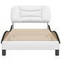 Estructura cama cabecero cuero sintético blanco negro 90x200 cm de , Camas y somieres - Ref: Foro24-3207980, Precio: 170,95 €...