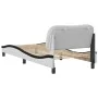 Estructura cama cabecero cuero sintético blanco negro 90x200 cm de , Camas y somieres - Ref: Foro24-3207980, Precio: 168,29 €...