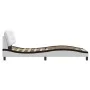 Estructura cama cabecero cuero sintético blanco negro 90x200 cm de , Camas y somieres - Ref: Foro24-3207980, Precio: 168,29 €...