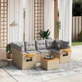 7-teiliges Gartensofa-Set und beige synthetische Rattankissen von , Gartensets - Ref: Foro24-3226640, Preis: 444,13 €, Rabatt: %