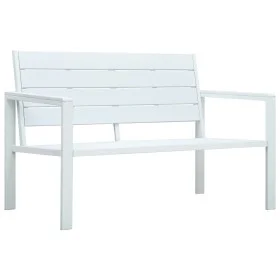 White HDPE garden bench wood look 120 cm by vidaXL, garden benches - Ref: Foro24-47870, Price: 142,38 €, Discount: %