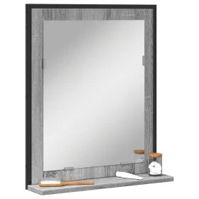 Espejo de baño con estante madera ingeniería gris Sonoma de , Tocadores - Ref: Foro24-842419, Precio: 44,06 €, Descuento: %