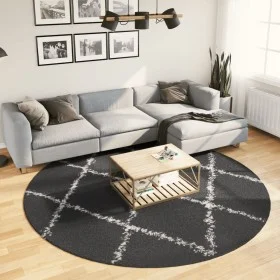 Modern high pile rug PAMPLONA black and cream Ø 240 cm by , Rugs - Ref: Foro24-375424, Price: 88,22 €, Discount: %