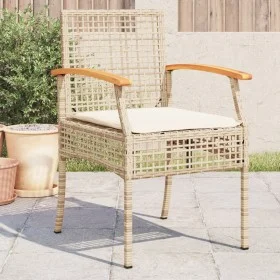 Gartenstühle mit Kissen 4 Stück beiges PE-Rattan und Akazienholz von , Gartenstühle - Ref: Foro24-366253, Preis: 249,39 €, Ra...