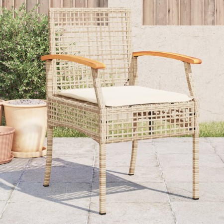 Gartenstühle mit Kissen 4 Stück beiges PE-Rattan und Akazienholz von , Gartenstühle - Ref: Foro24-366253, Preis: 216,21 €, Ra...