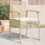 Garden chairs with cushion 4 pcs beige PE rattan and acacia wood by , Garden chairs - Ref: Foro24-366253, Price: 250,29 €, Di...