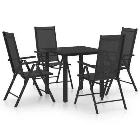 Juego de comedor de jardín 5 piezas aluminio negro de , Conjuntos de jardín - Ref: Foro24-3070631, Precio: 314,09 €, Descuent...