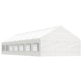 Cenador con techo polietileno blanco 15,61x5,88x3,75 m