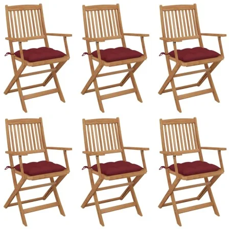 6 pcs folding garden chairs and solid acacia wood cushions by , Garden chairs - Ref: Foro24-3074964, Price: 344,26 €, Discoun...