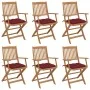 6 Stück klappbare Gartenstühle und Kissen aus massivem Akazienholz von , Gartenstühle - Ref: Foro24-3074964, Preis: 344,10 €,...
