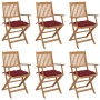 6 Stück klappbare Gartenstühle und Kissen aus massivem Akazienholz von , Gartenstühle - Ref: Foro24-3074964, Preis: 350,48 €,...