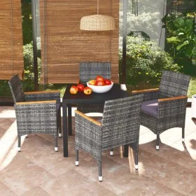 5-teiliges Gartenmöbel-Set mit grauen synthetischen Rattankissen von , Gartensets - Ref: Foro24-3095028, Preis: 410,81 €, Rab...