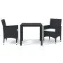Set de comedor de jardín 3 pzas y cojines ratán sintético negro de , Conjuntos de jardín - Ref: Foro24-3095009, Precio: 281,2...