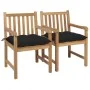 Garden chairs 2 pcs solid teak wood with black cushions by , Garden chairs - Ref: Foro24-3062752, Price: 300,30 €, Discount: %