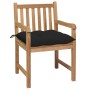Sillas de jardín 2 uds madera maciza de teca con cojines negros de , Sillas de jardín - Ref: Foro24-3062752, Precio: 314,58 €...