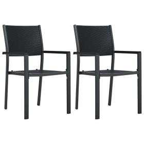 Gartenstühle 2 Einheiten aus Kunststoff mit schwarzer Rattanoptik von vidaXL, Gartenstühle - Ref: Foro24-47889, Preis: 86,67 ...