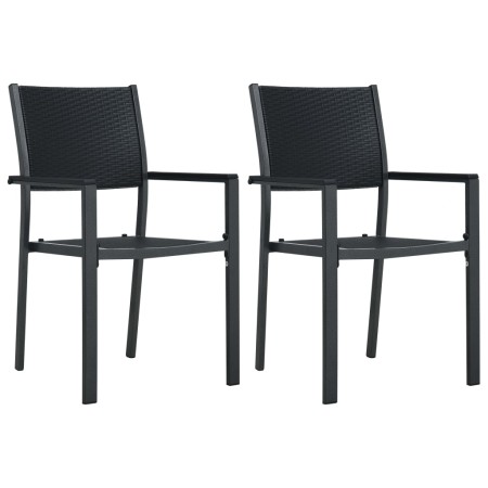 Gartenstühle 2 Einheiten aus Kunststoff mit schwarzer Rattanoptik von vidaXL, Gartenstühle - Ref: Foro24-47889, Preis: 86,67 ...