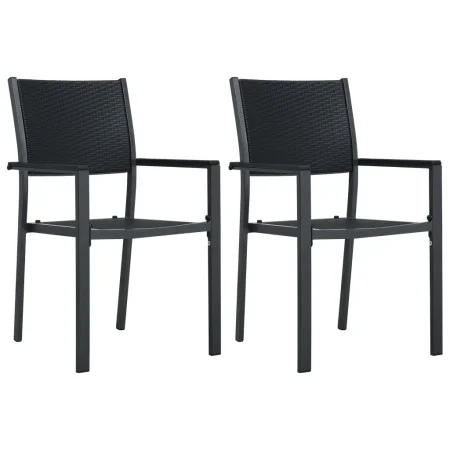 Sillas de jardín 2 unidades plástico con aspecto de ratán negro de vidaXL, Sillas de jardín - Ref: Foro24-47889, Precio: 85,9...