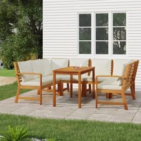 Garden dining set and cushions 7 pieces solid acacia wood by , Garden sets - Ref: Foro24-3154974, Price: 905,25 €, Discount: %