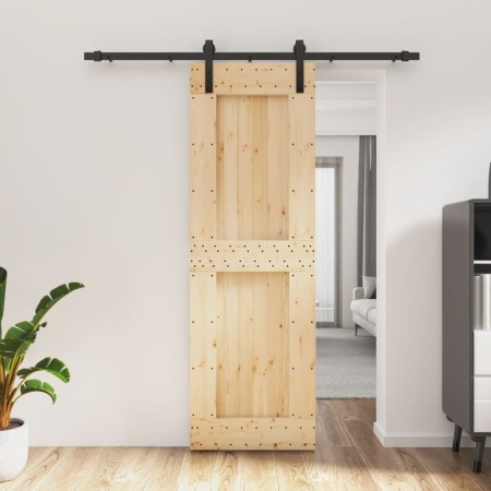 Puerta corredera con herrajes madera maciza de pino 70x210 cm