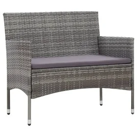 Garden bench 105 cm gray synthetic rattan by , garden benches - Ref: Foro24-43958, Price: 91,60 €, Discount: %
