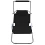 Tumbona plegable con toldo y ruedas acero negra de , Tumbonas - Ref: Foro24-44323, Precio: 70,91 €, Descuento: %