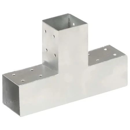 Galvanized metal T-shaped post connectors 71x71 mm by , fence posts - Ref: Foro24-145455, Price: 21,05 €, Discount: %