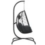 Egg hanging chair with anthracite synthetic rattan steel cushion by , Garden rockers - Ref: Foro24-360045, Price: 204,79 €, D...
