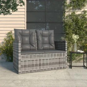 Gartenbank mit grauen synthetischen Rattankissen 105 cm von , Gartenbänke - Ref: Foro24-362319, Preis: 111,04 €, Rabatt: %