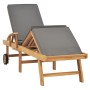 Sun lounger with solid dark gray teak wood cushion by vidaXL, Loungers - Ref: Foro24-48023, Price: 297,58 €, Discount: %