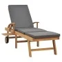 Sonnenliege mit massivem dunkelgrauen Teakholzkissen von vidaXL, Liegen - Ref: Foro24-48023, Preis: 282,17 €, Rabatt: %